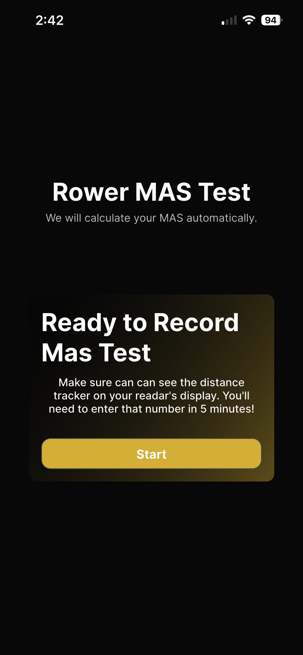 Condition Pro Rower MAS Test